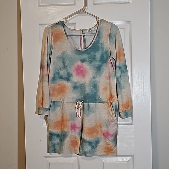 Tie Dye Romper Luxology Long Sleeve Pockets Size M - Picture 2 of 7